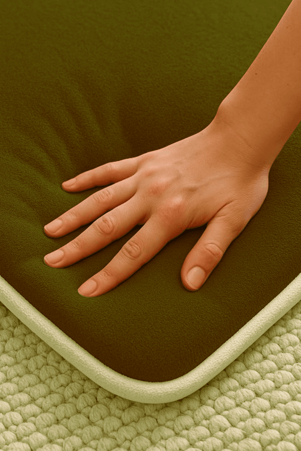 İsme Özel 3 CM Süngerli Kadife Ortopedik Seccade Minimal Yeşil - Carpetella