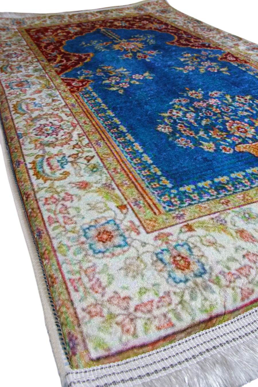 3 CM Süngerli Ortopedik Seccade - Lacivert Düz Lüks Kadife - Carpetella