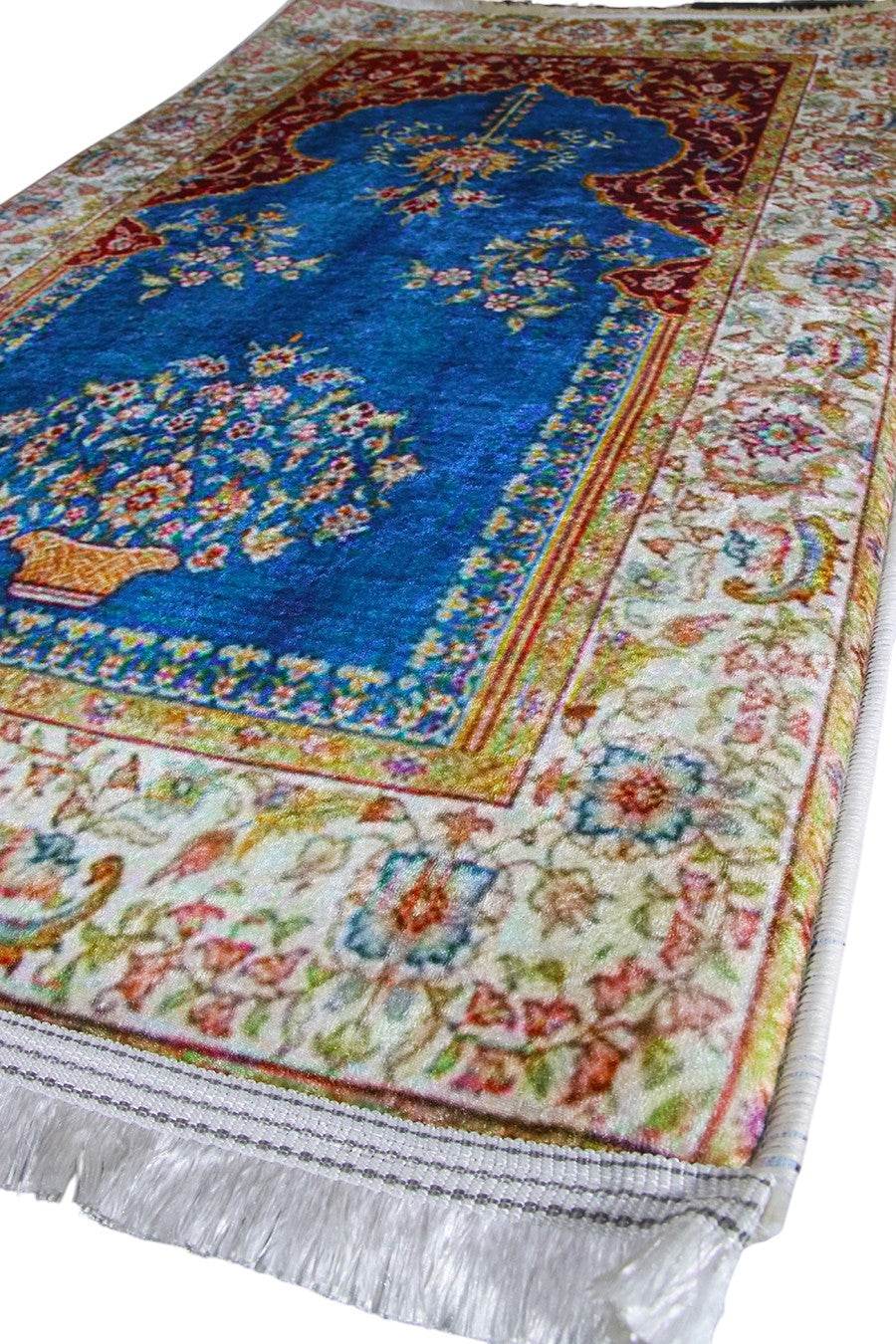 3 CM Süngerli Ortopedik Seccade - Lacivert Düz Lüks Kadife - Carpetella