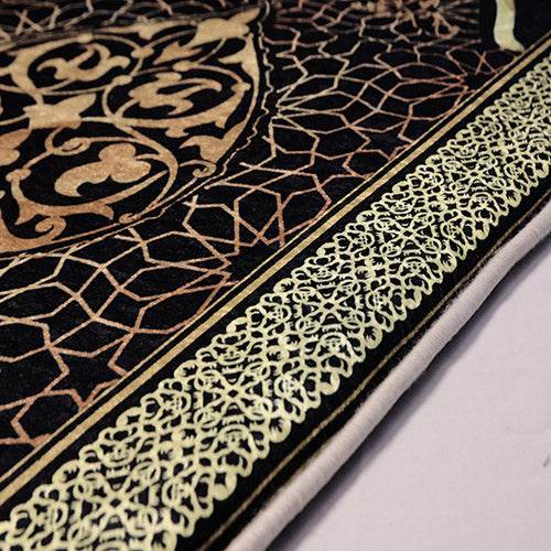 3 CM Süngerli Ortopedik Seccade - Siyah Sarı Çizgili Lüks - Carpetella