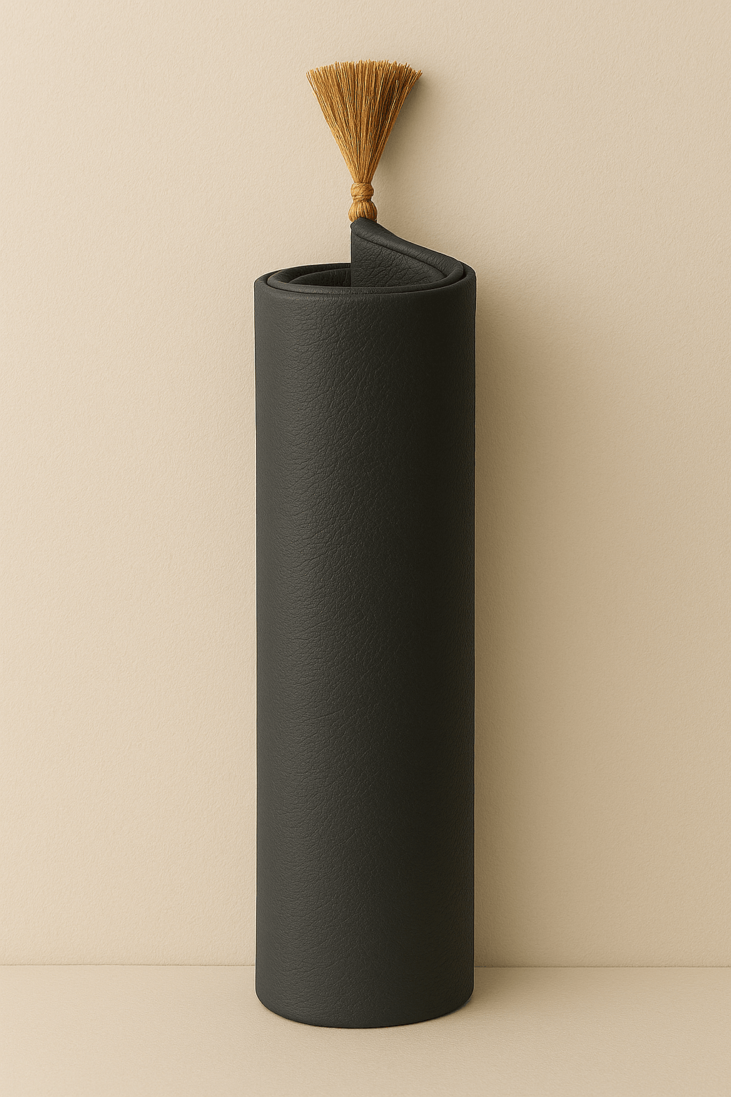 Çantalı Deri Siyah Seccade Seti Hediyelik Lüks 70x120cm - Carpetella