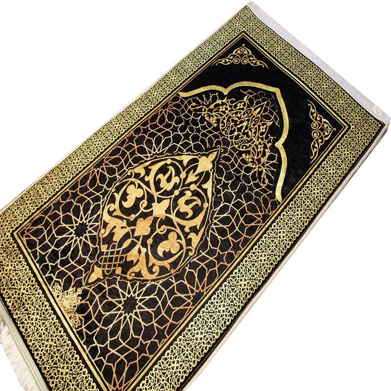 3 CM Süngerli Ortopedik Seccade - Siyah Sarı Çizgili Lüks - Carpetella