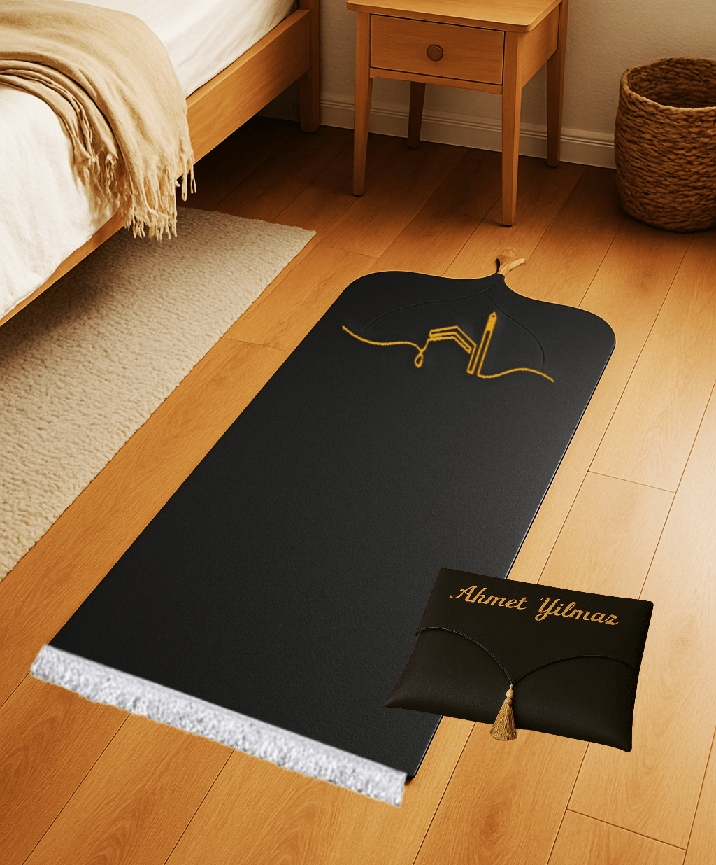 İsme Özel Deri Seccade Seti - Çantalı Hediyelik 70x120cm | Lüks Tasarım - Carpetella