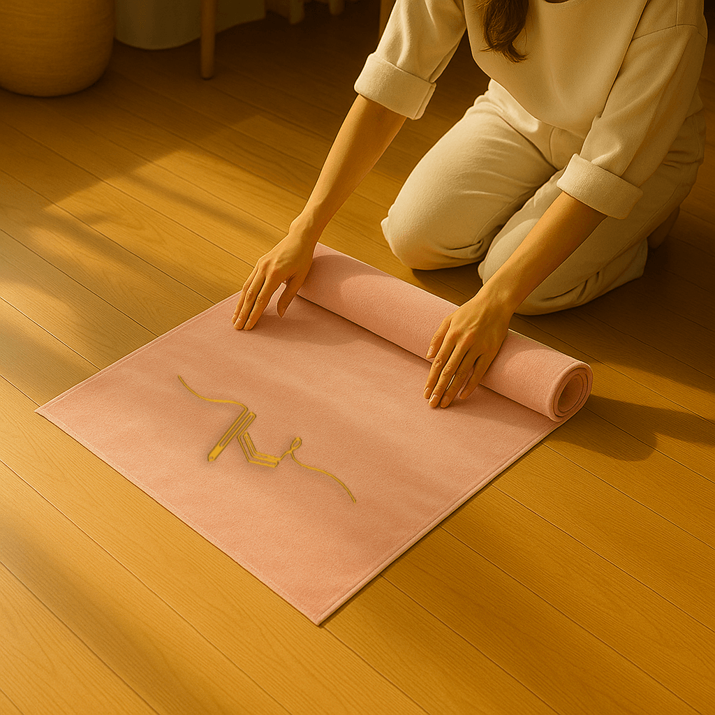 Minimal Kabe İşlemeli Pembe Kadife Seccade | Lüks Hediyelik Çeyizlik Namazlık - Carpetella
