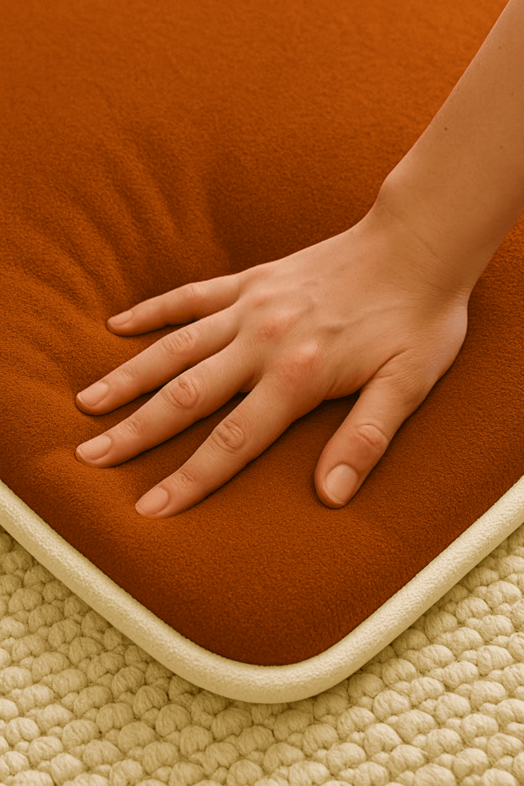 İsme Özel 3 CM Süngerli Kadife Ortopedik Seccade Minimal Kahverengi - Carpetella