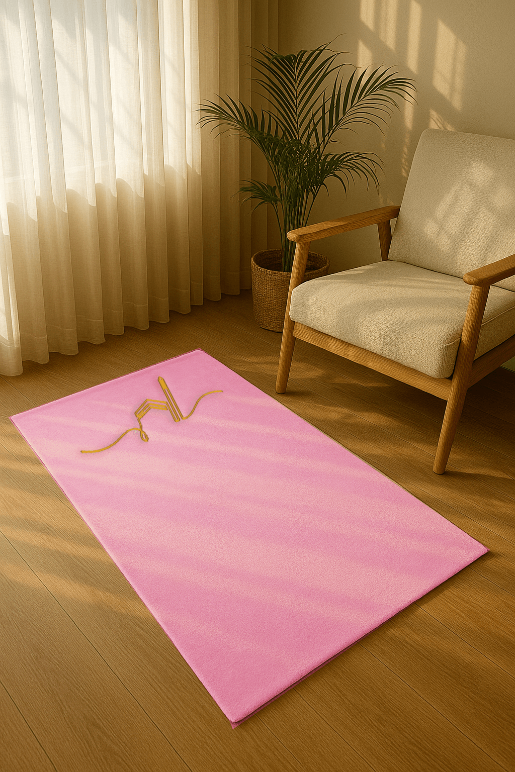 Minimal Kabe İşlemeli Pembe Kadife Seccade | Lüks Hediyelik Çeyizlik Namazlık - Carpetella