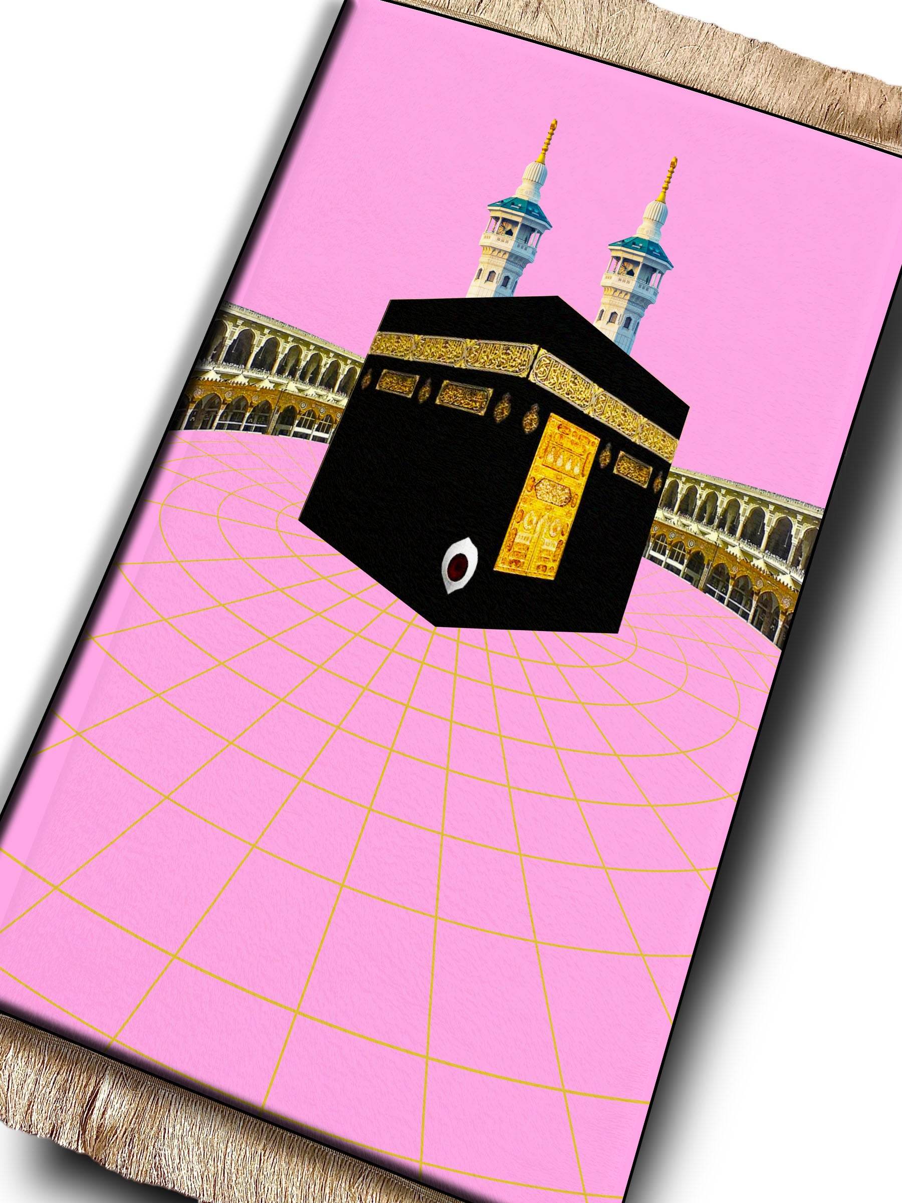 Pembe Kabe Keten Astarlı Kadife Seccade - 70x120cm - Carpetella