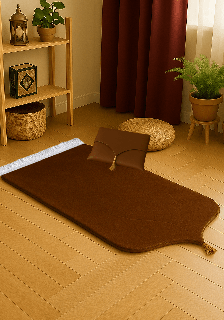 Çantalı Deri Kahverengi Seccade Seti Hediyelik Lüks 70x120cm - Carpetella