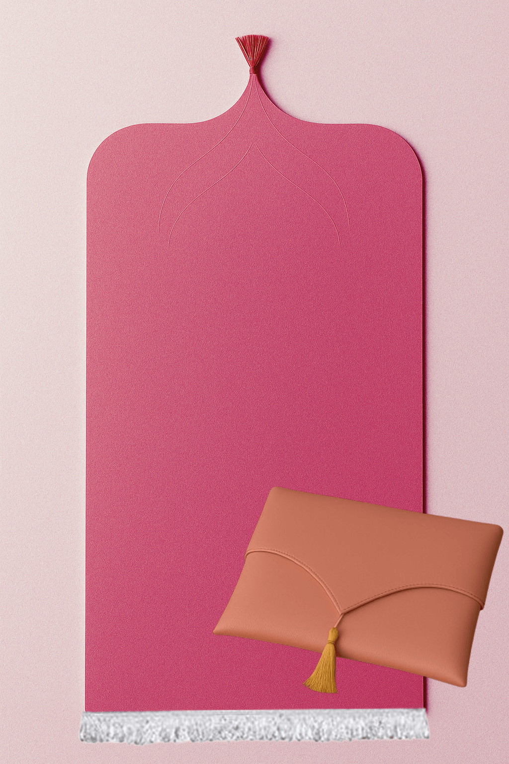 Çantalı Pembe Deri Seccade Seti Hediyelik Lüks 70x120cm - Carpetella