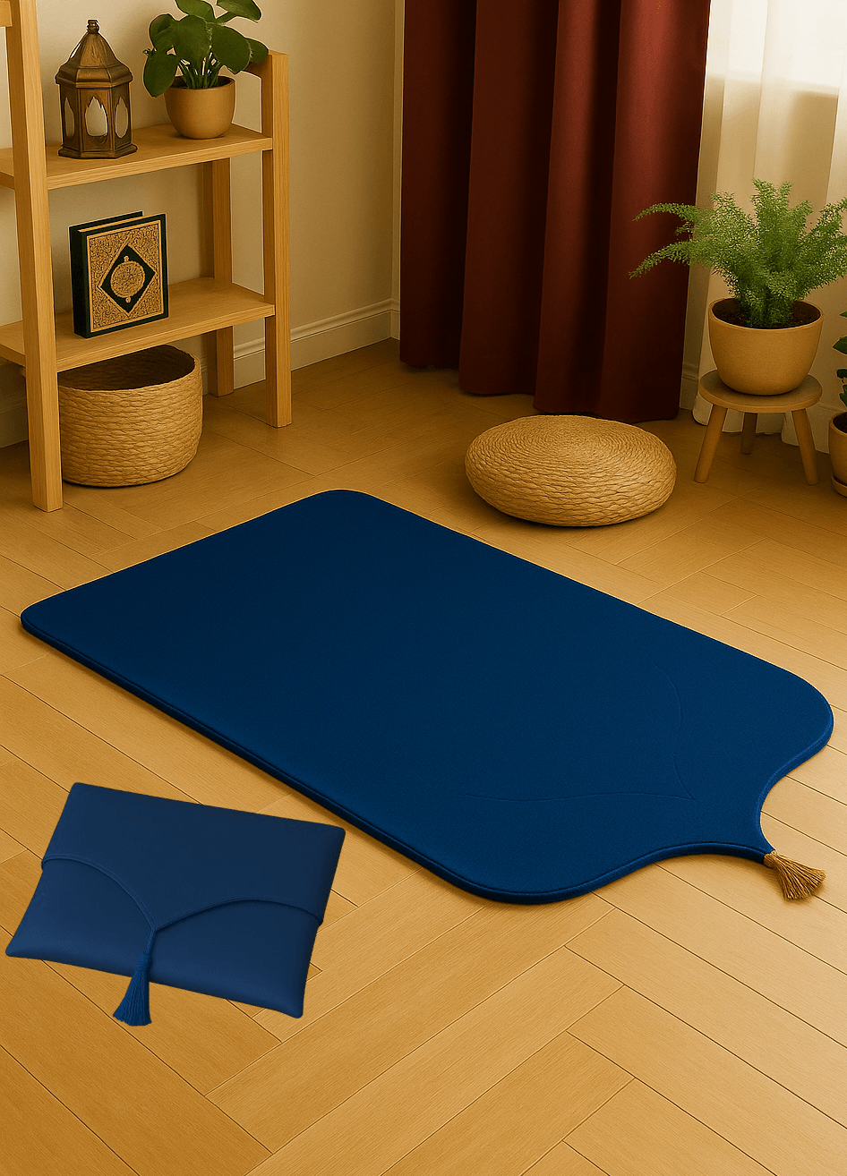 Çantalı Lacivert Deri Seccade Seti Hediyelik Lüks 70x120cm - Carpetella