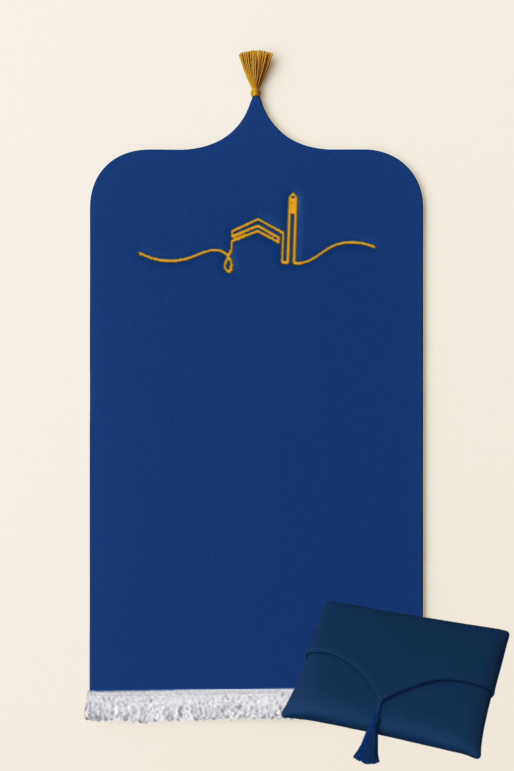Kabe İşlemeli Deri Lacivert Seccade Seti - Çantalı Hediyelik 70x120cm | Lüks Tasarım - Carpetella