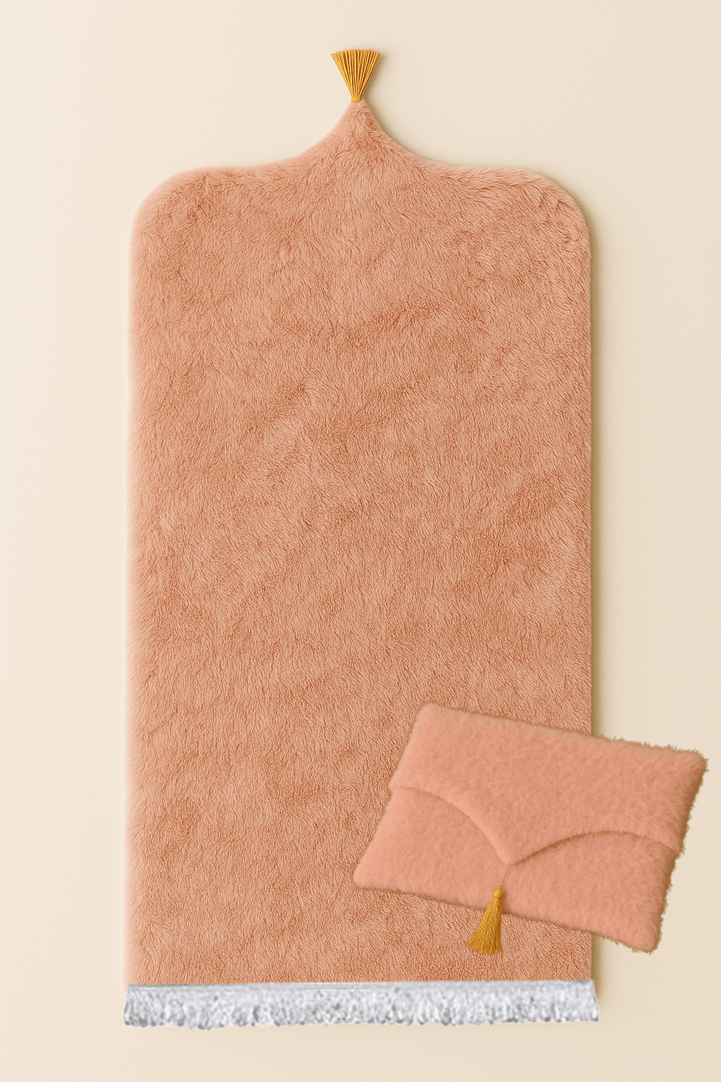 Çantalı Pembe Peluş Seccade Seti - Lüks Hediyelik Namazlık 70x120cm - Carpetella