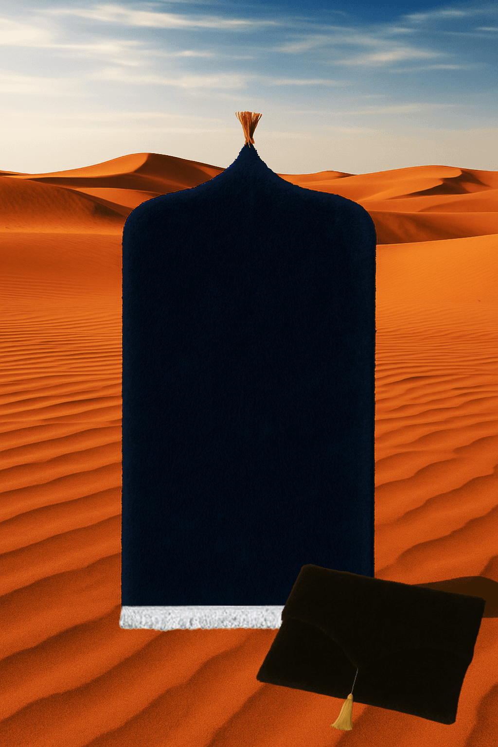 Çantalı Siyah Peluş Seccade Seti - Lüks Hediyelik Namazlık 70x120cm - Carpetella
