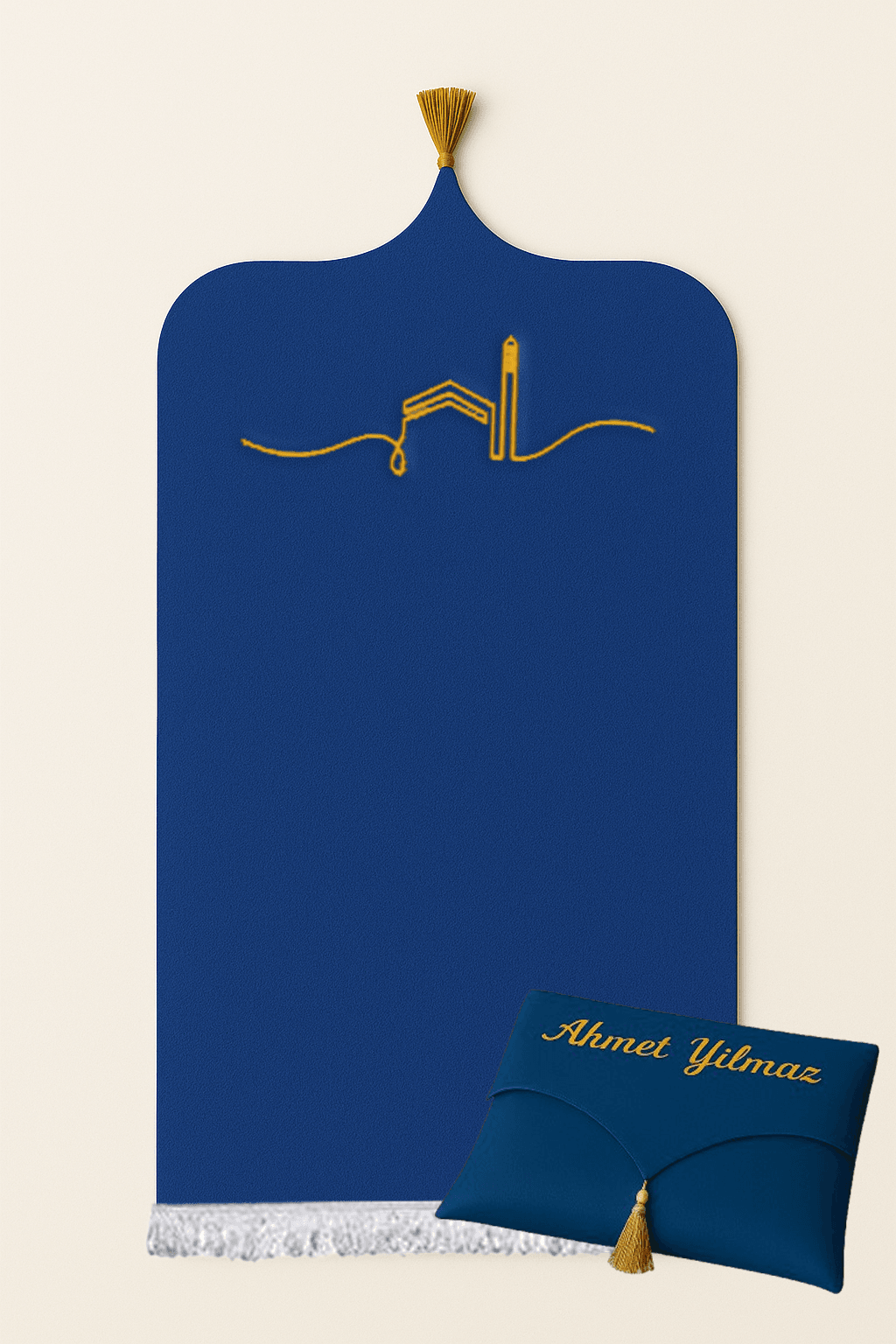 İsme Özel Deri Lacivert Seccade Seti - Çantalı Hediyelik 70x120cm | Lüks Tasarım - Carpetella