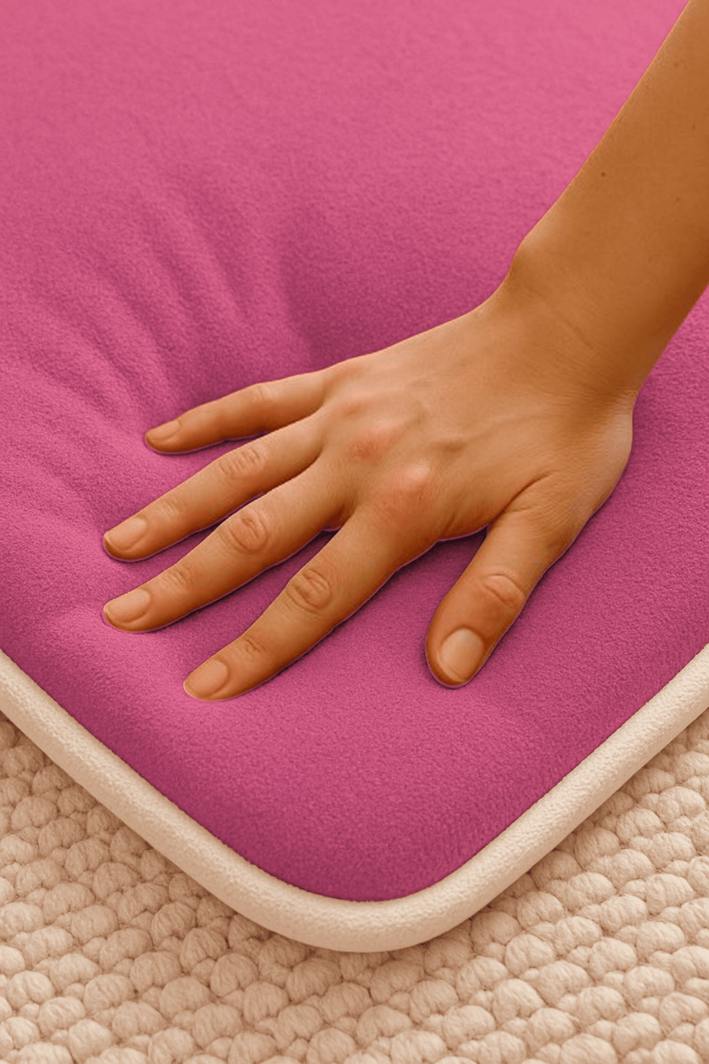İsme Özel 3 CM Süngerli Kadife Ortopedik Seccade Minimal Pembe - Carpetella