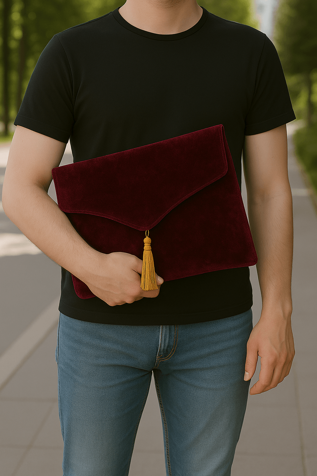 Kadife Bordo Seccade Seti - Çantalı Hediyelik 70x120cm - Carpetella