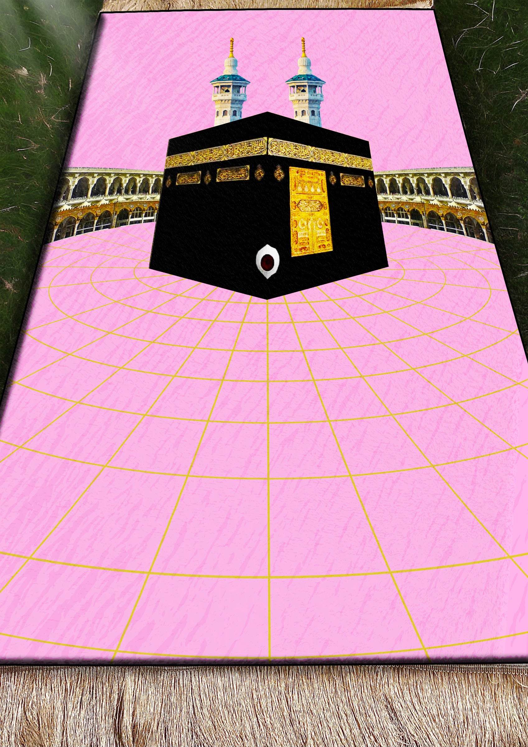 Pembe Kabe Keten Astarlı Kadife Seccade - 70x120cm - Carpetella