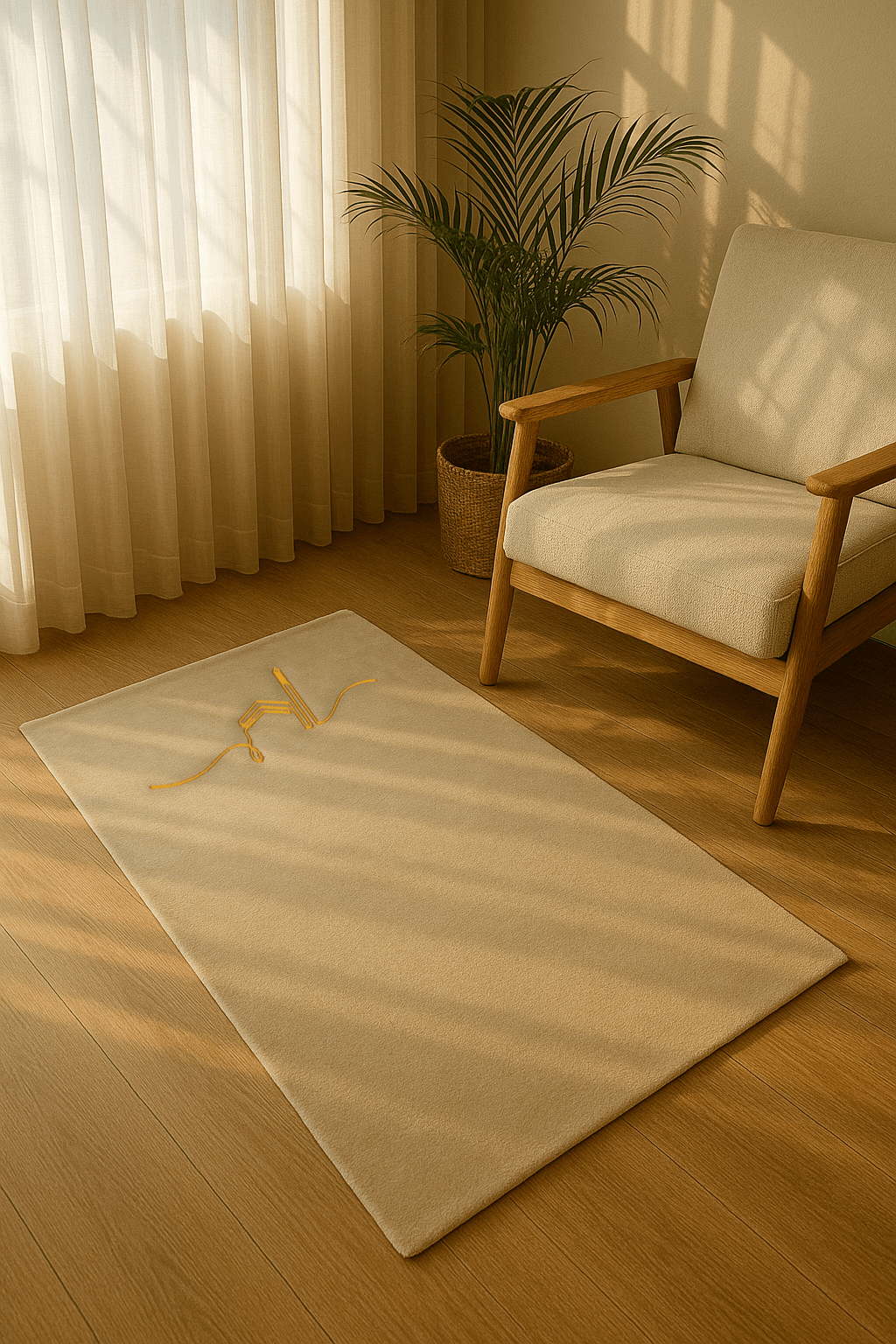 Minimal Kabe İşlemeli Bej Kadife Seccade | Lüks Hediyelik Çeyizlik - Carpetella